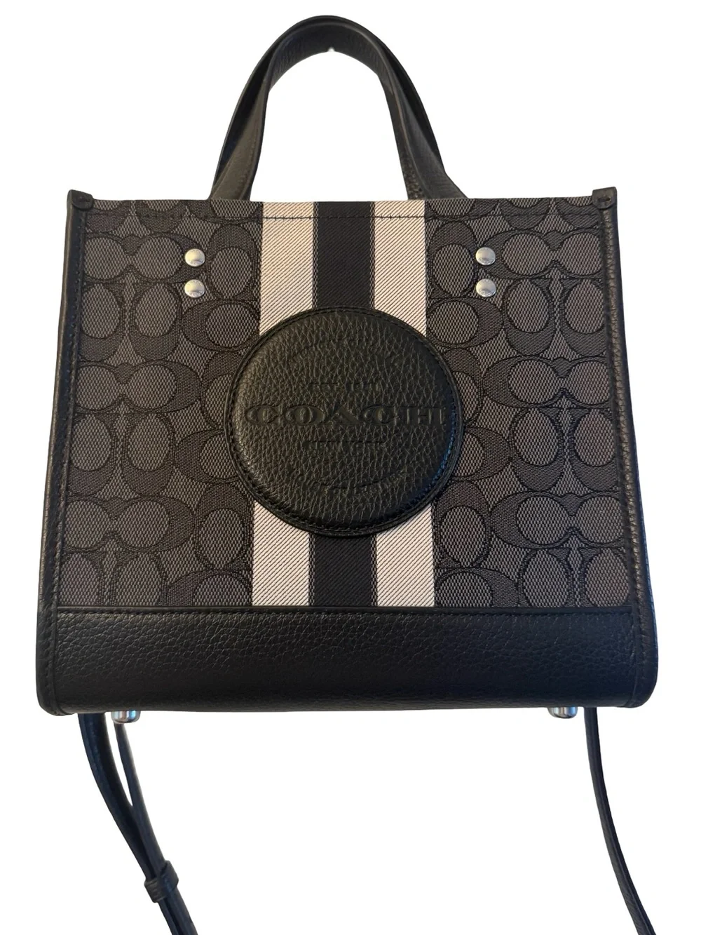 Coach Dempsey Black Signature Canvas Tote with Black crossbody Strap